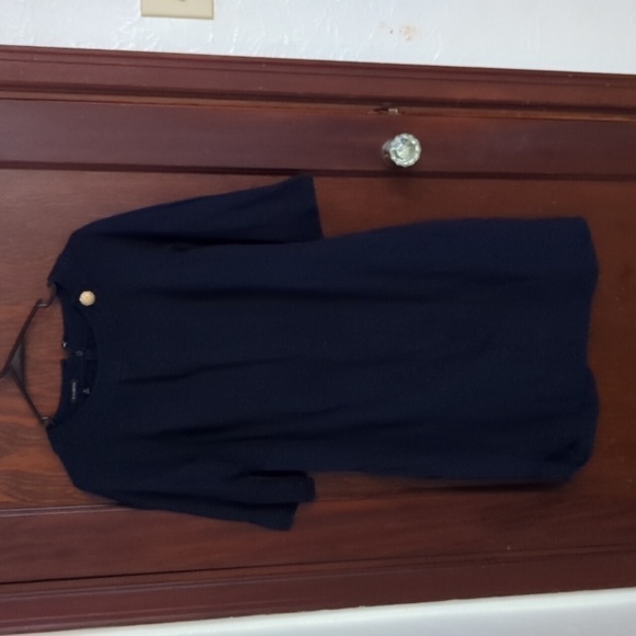 Talbots Navy with Gold Button Short Sleeve Straight Sheath Dress Size 8 - Picture 1 of 8